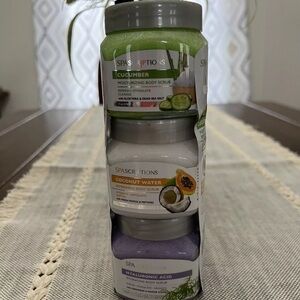 Spascriptions Body Scrub Set - Cucumber, Coconut Water, Hyaluronic Acid New